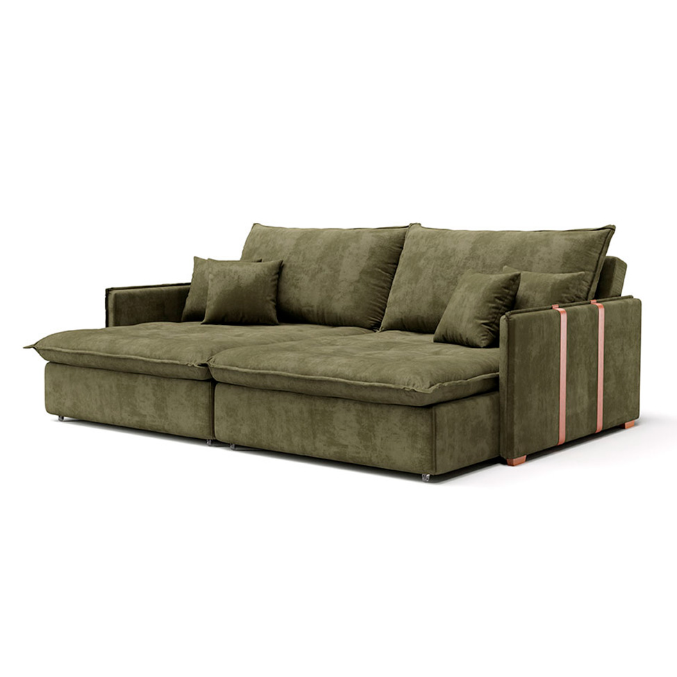 Sofá Retrátil Sem Caixa 3 Lugares Solomons Velosuede Verde 230 cm