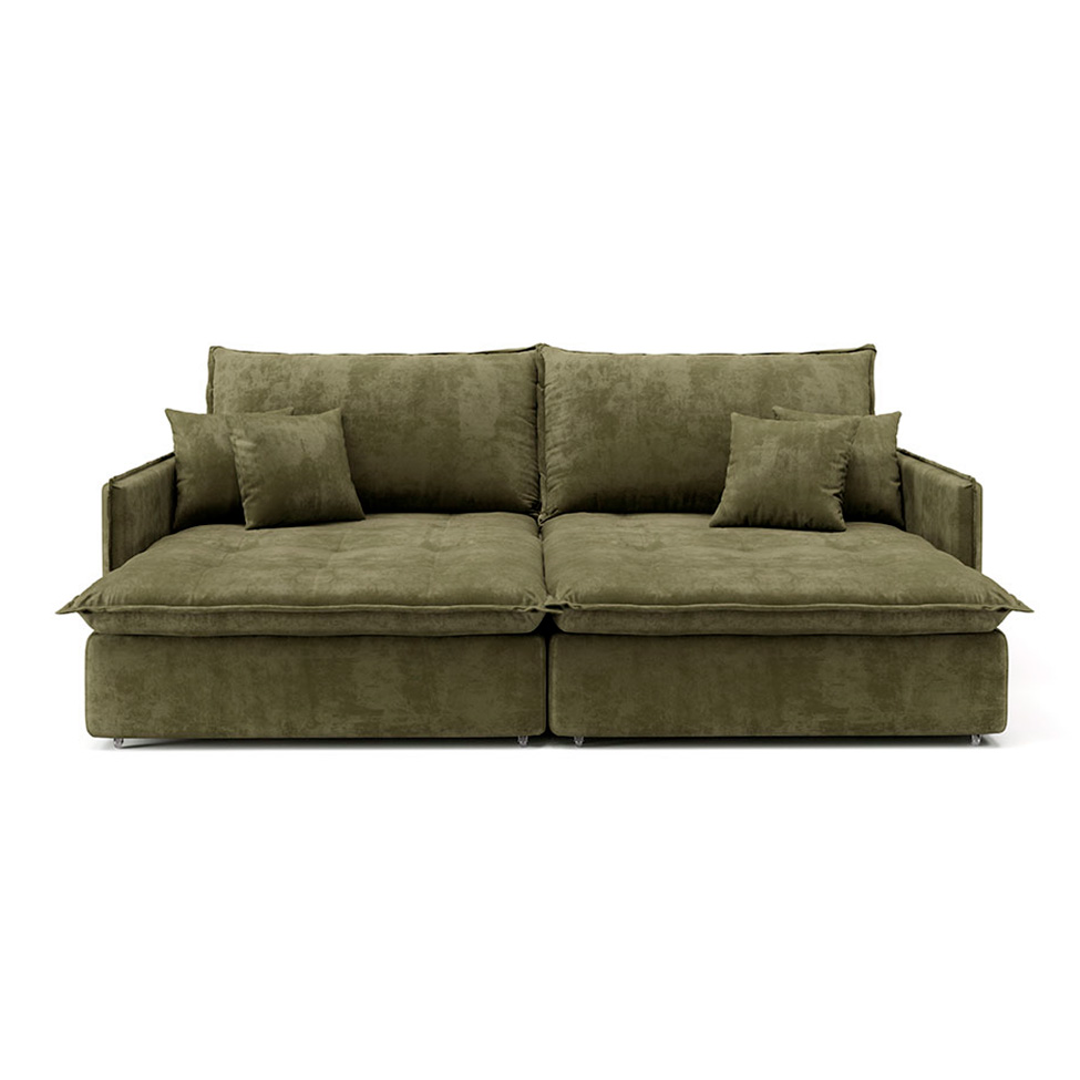 Sofá Retrátil Sem Caixa 3 Lugares Solomons Velosuede Verde 230 cm