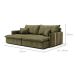 Sofá Retrátil Sem Caixa 3 Lugares Solomons Velosuede Verde 230 cm