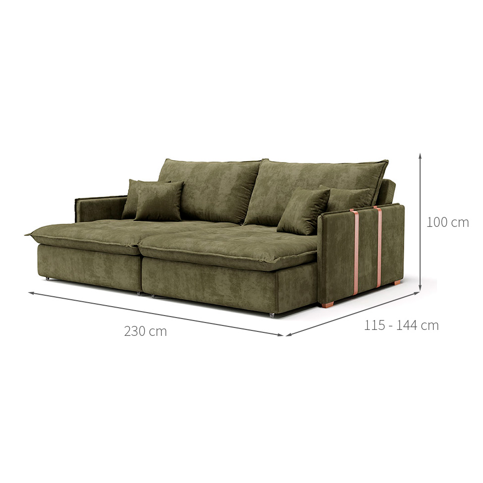 Sofá Retrátil Sem Caixa 3 Lugares Solomons Velosuede Verde 230 cm