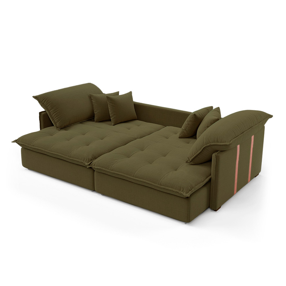 Sofá Retrátil Sem Caixa 3 Lugares Solomons Velosuede Verde 230 cm