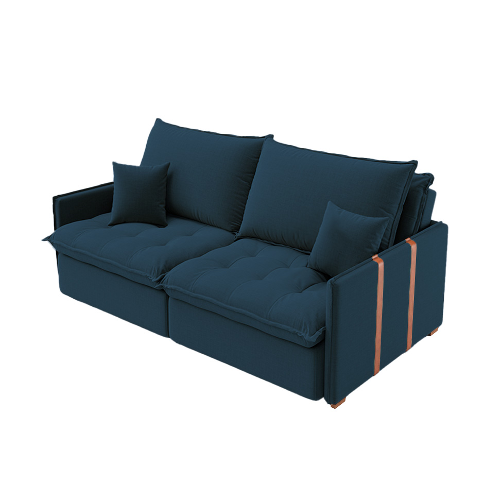 Sofá Retrátil Sem Caixa 3 lugares Solomons Linho Azul Marinho 180 cm