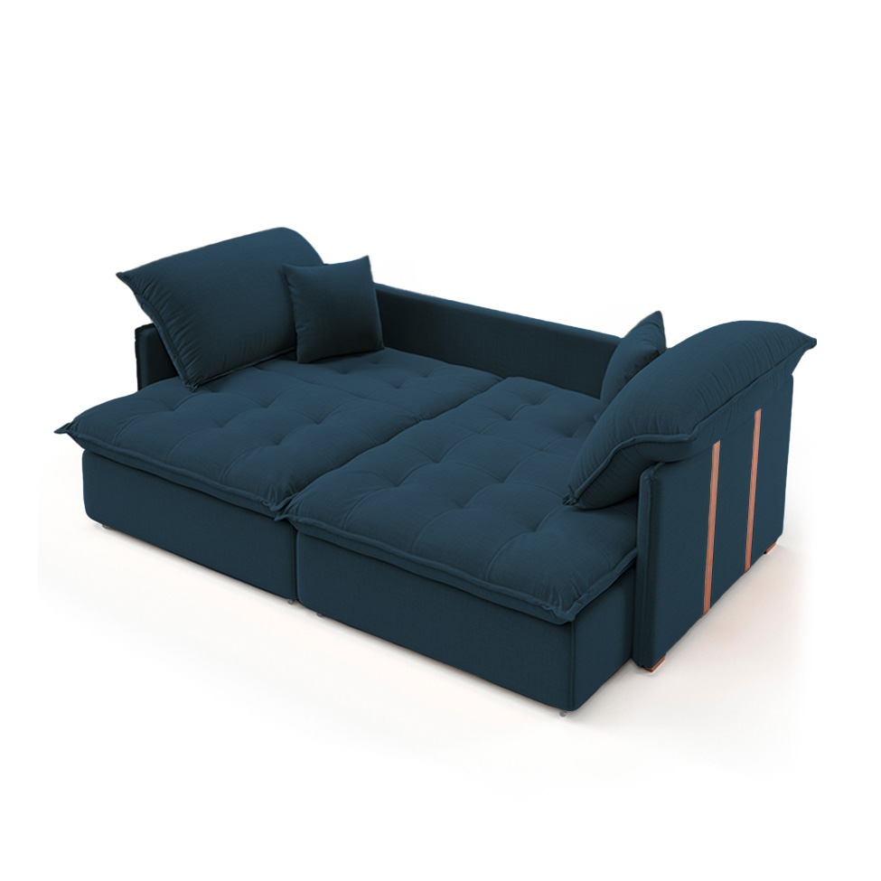 Sofá Retrátil Sem Caixa 3 lugares Solomons Linho Azul Marinho 180 cm