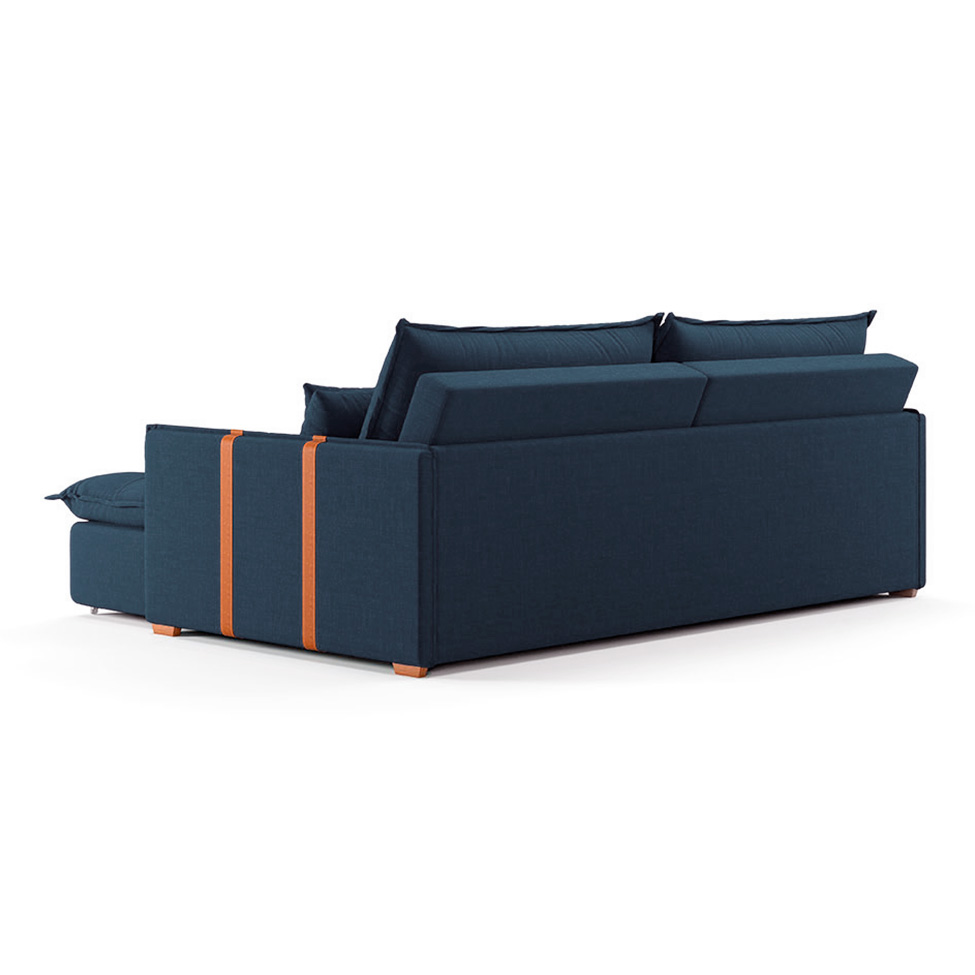 Sofá Retrátil Sem Caixa 3 lugares Solomons Linho Azul Marinho 214 cm