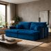 Sofá Retrátil Sem Caixa 3 lugares Solomons Velosuede Azul Marinho 214 cm