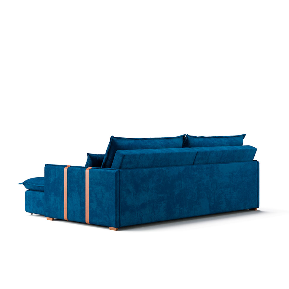 Sofá Retrátil Sem Caixa 3 lugares Solomons Velosuede Azul Marinho 214 cm