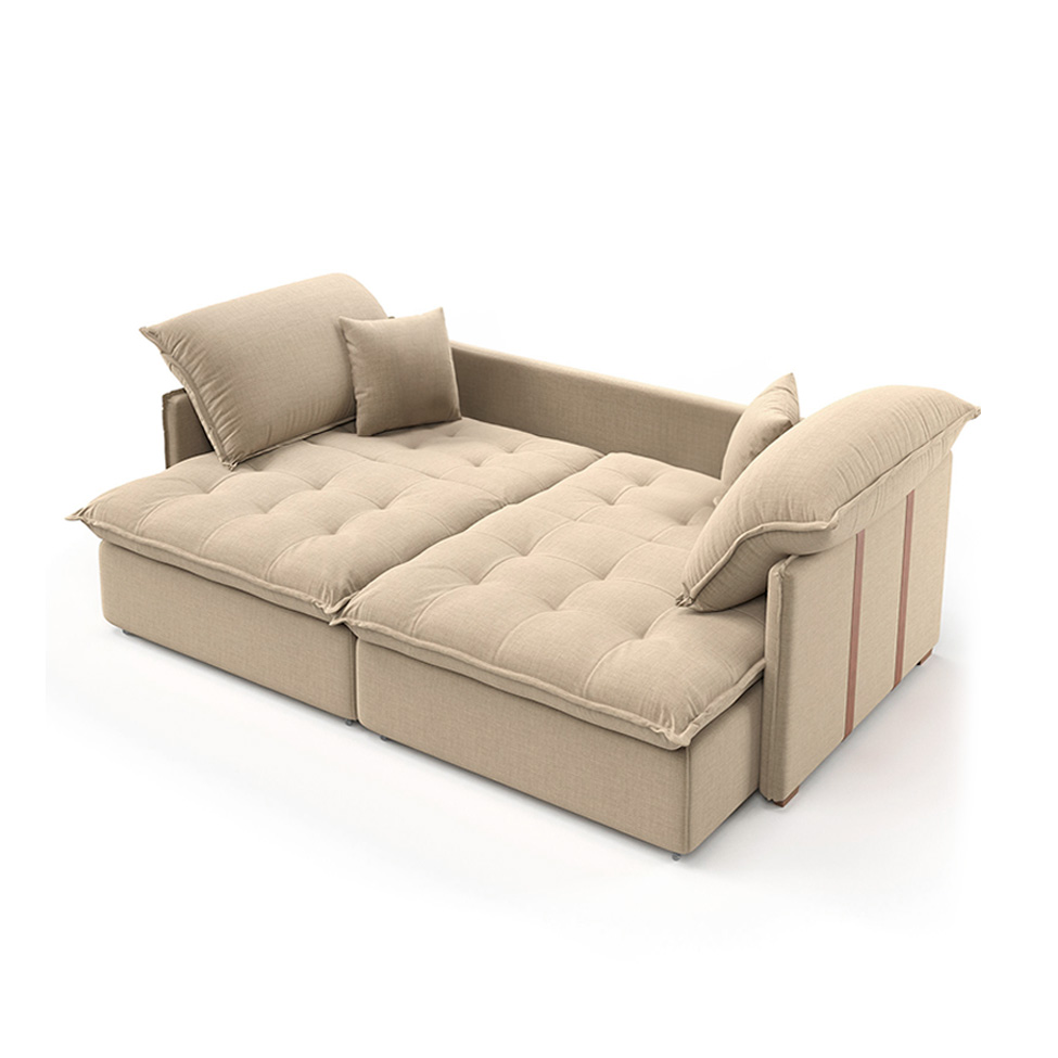 Sofá Retrátil Sem Caixa 3 lugares Solomons Velosuede Bege 180 cm