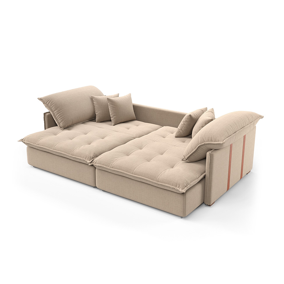 Sofá Retrátil Sem Caixa 3 lugares Solomons Velosuede Bege 214 cm