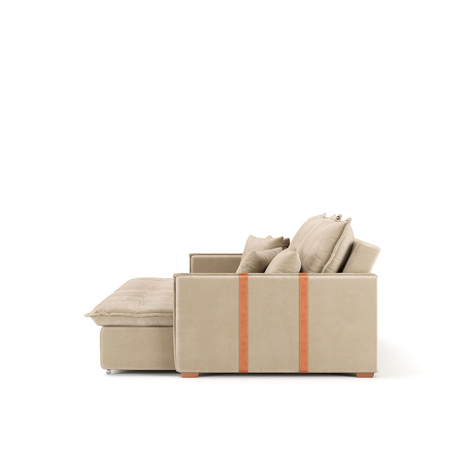 Sofá Retrátil Sem Caixa 3 lugares Solomons Velosuede Bege 214 cm