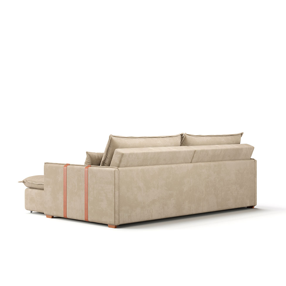 Sofá Retrátil Sem Caixa 3 lugares Solomons Velosuede Bege 214 cm