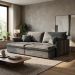 Sofá Retrátil Sem Caixa 3 lugares Solomons Velosuede Grafite 214 cm