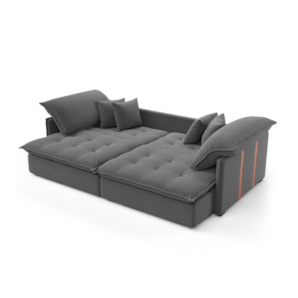 Sofá Retrátil Sem Caixa 3 lugares Solomons Velosuede Grafite 214 cm