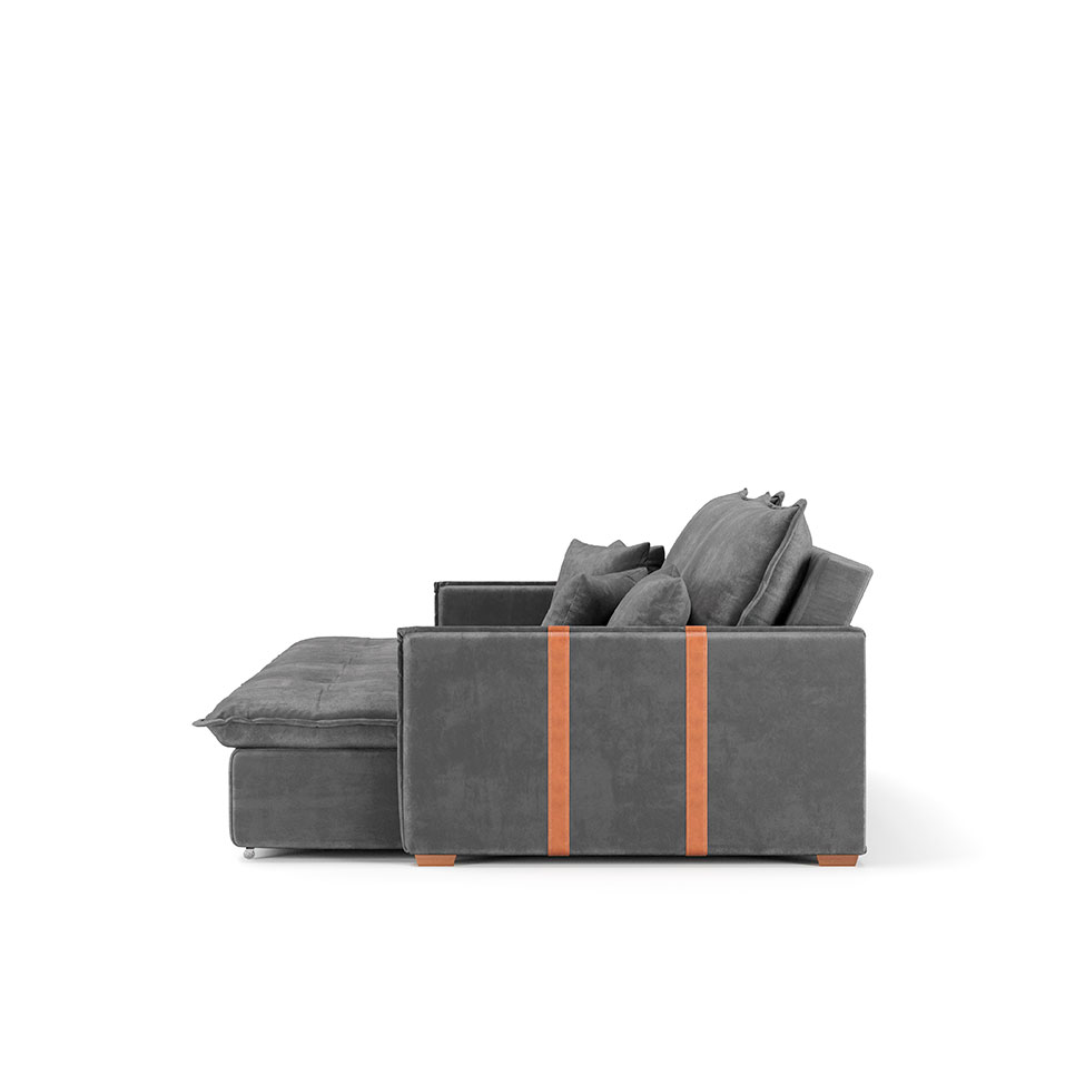Sofá Retrátil Sem Caixa 3 lugares Solomons Velosuede Grafite 214 cm