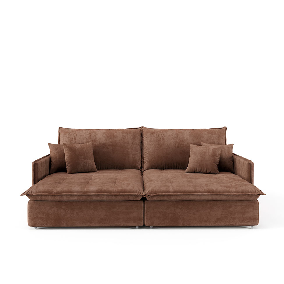 Sofá Retrátil Sem Caixa 3 lugares Solomons Velosuede Marrom 214 cm