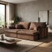 Sofá Retrátil Sem Caixa 3 lugares Solomons Velosuede Marrom 214 cm