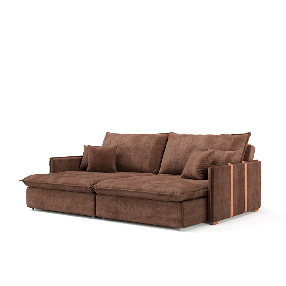 Sofá Retrátil Sem Caixa 3 lugares Solomons Velosuede Marrom 214 cm