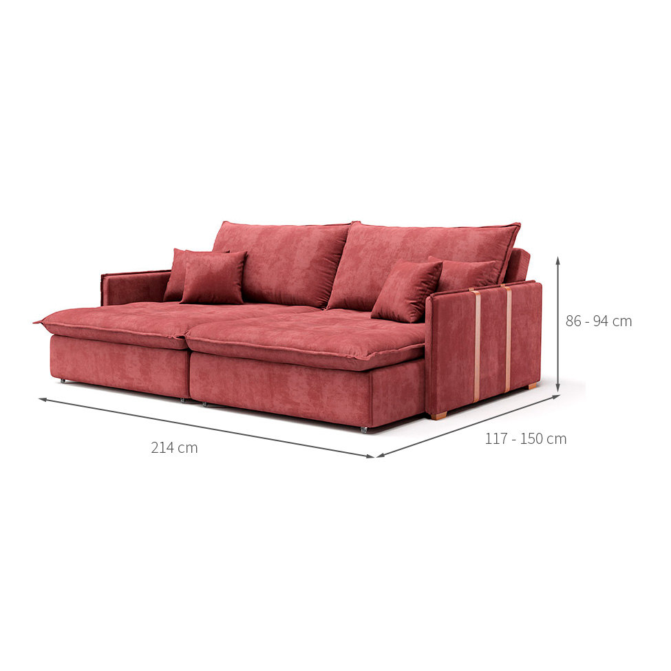 Sofá Retrátil Sem Caixa 3 lugares Solomons Velosuede Telha 214 cm