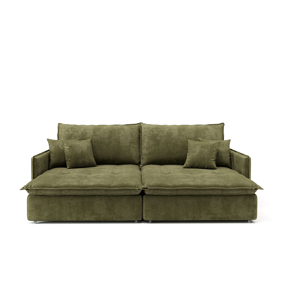 Sofá Retrátil Sem Caixa 3 lugares Solomons Velosuede Verde 214 cm