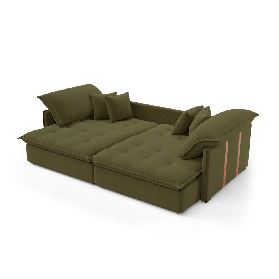 Sofá Retrátil Sem Caixa 3 lugares Solomons Velosuede Verde 214 cm