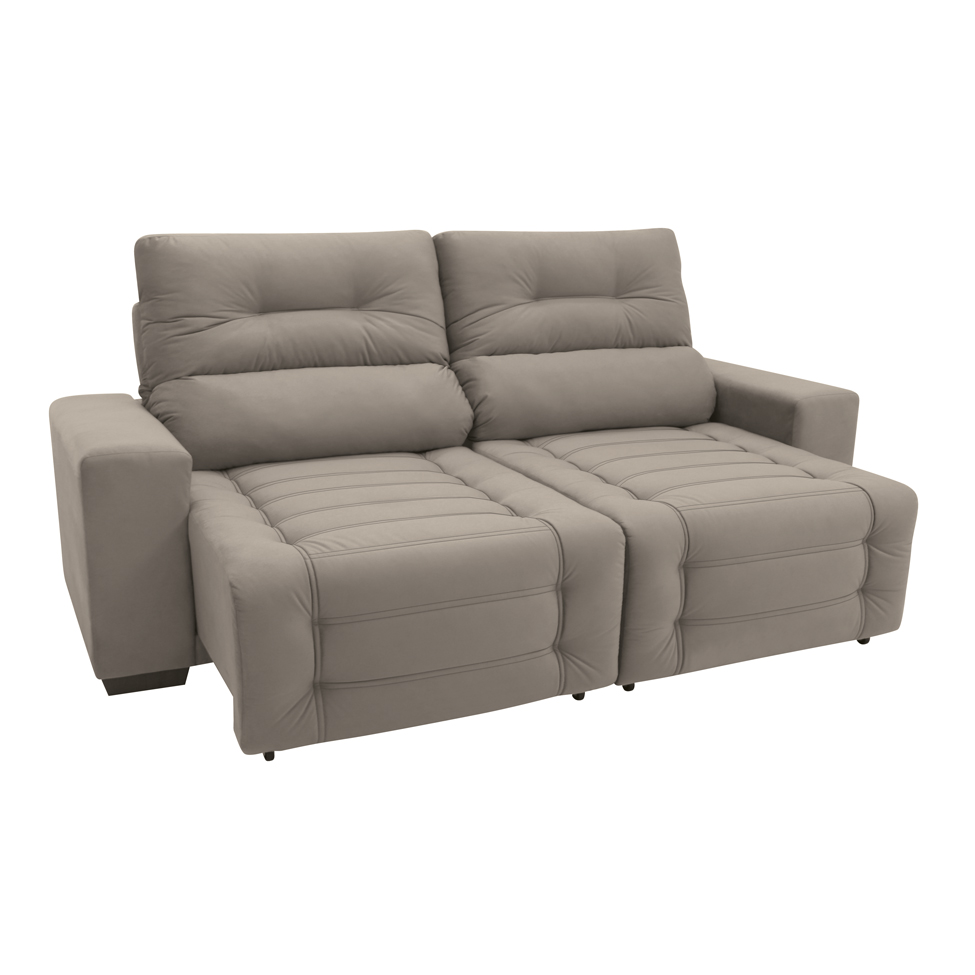 Sofá Retrátil e Reclinável 3 Lugares Blenda I Suede Castanho
