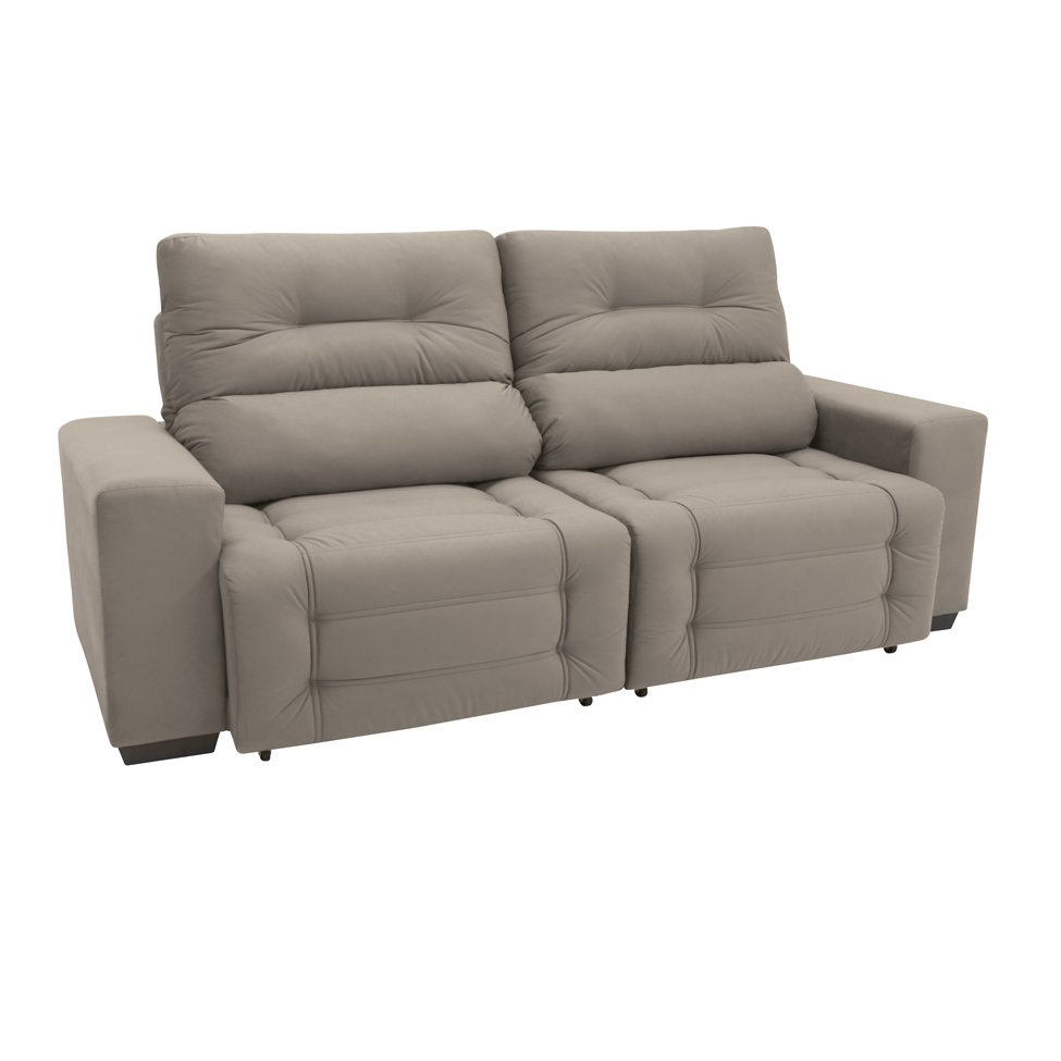 Sofá Retrátil e Reclinável 3 Lugares Blenda I Suede Castanho