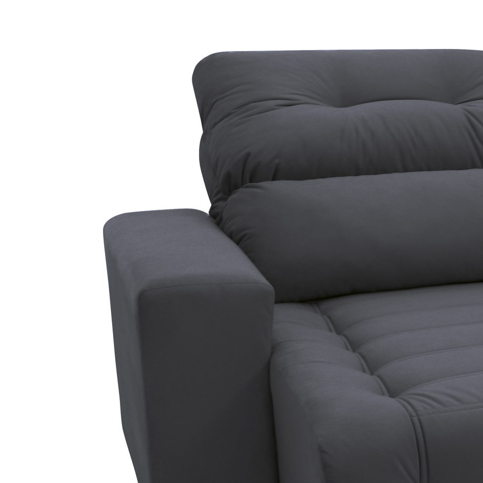 Sofá Retrátil e Reclinável 3 Lugares Blenda I Suede Grafite