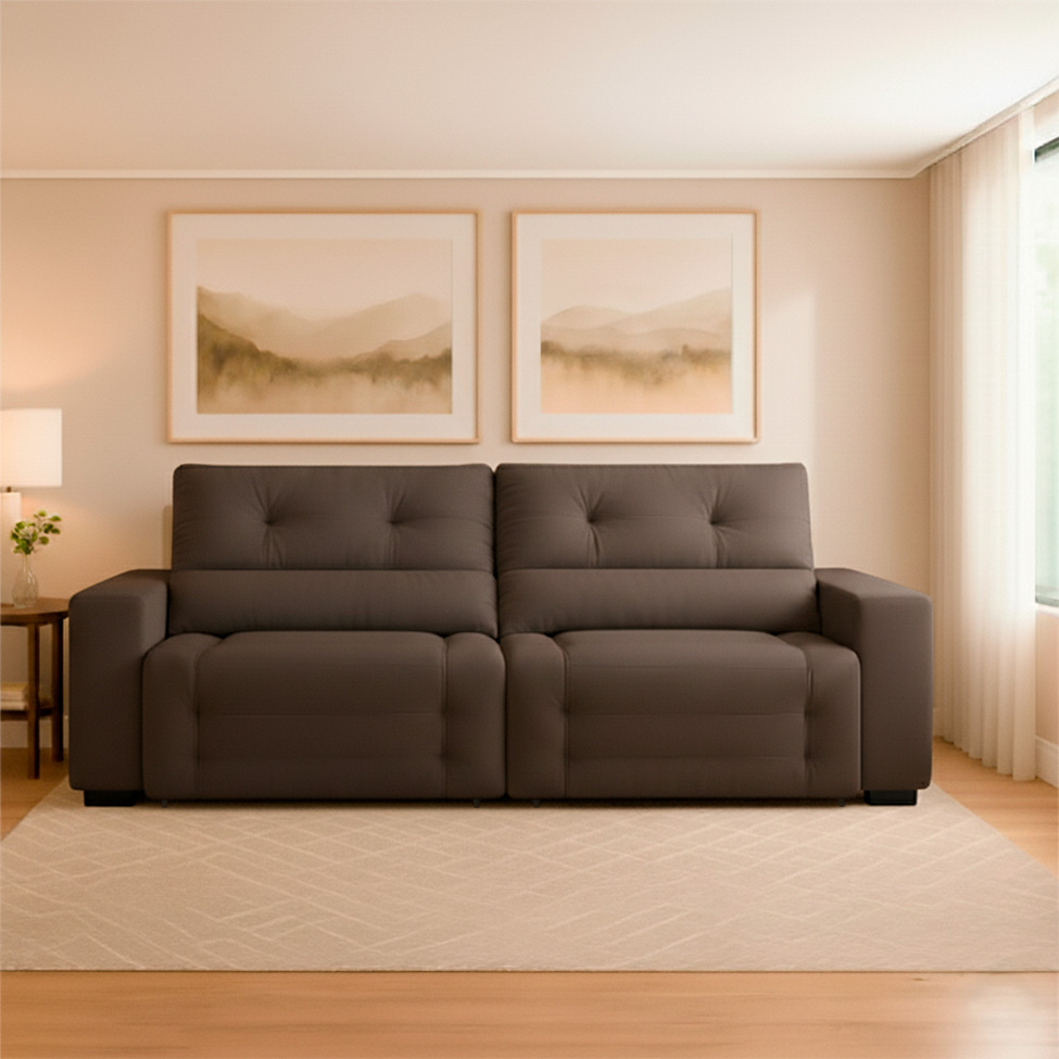 Sofá Retrátil e Reclinável 3 Lugares Blenda II Suede Café