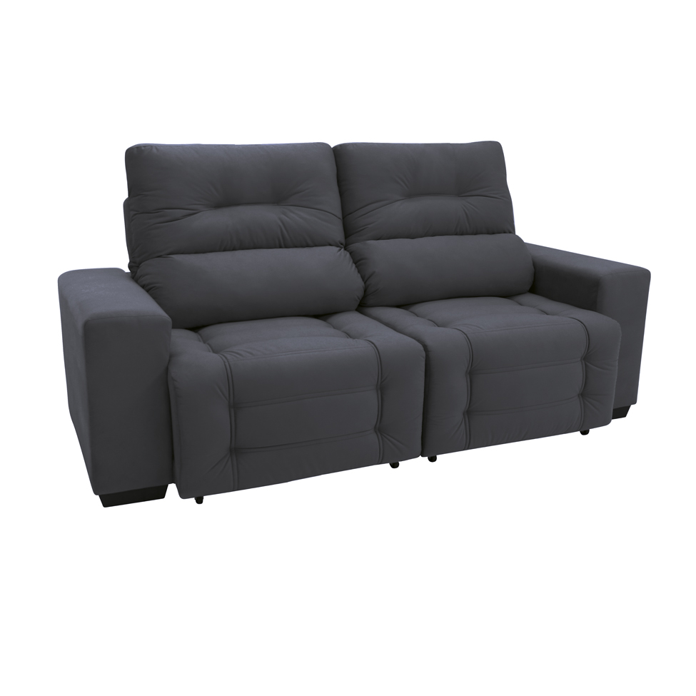 Sofá Retrátil e Reclinável 3 Lugares Blenda II Suede Grafite