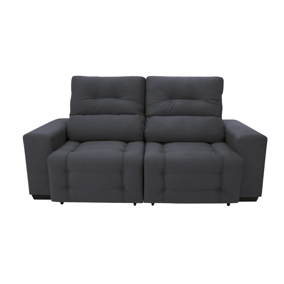 Sofá Retrátil e Reclinável 3 Lugares Blenda II Suede Grafite