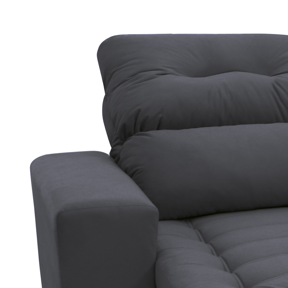 Sofá Retrátil e Reclinável 3 Lugares Blenda II Suede Grafite