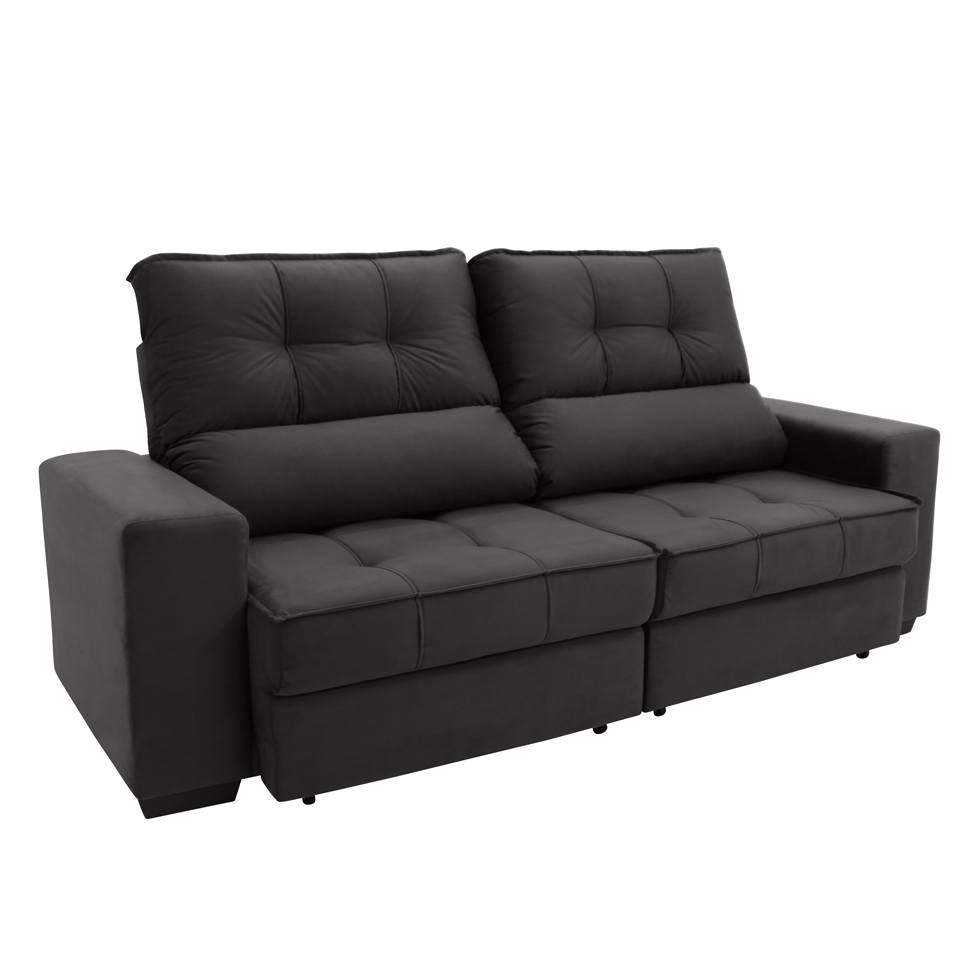Sofá Retrátil e Reclinável 3 Lugares Oppel I Suede Cinza