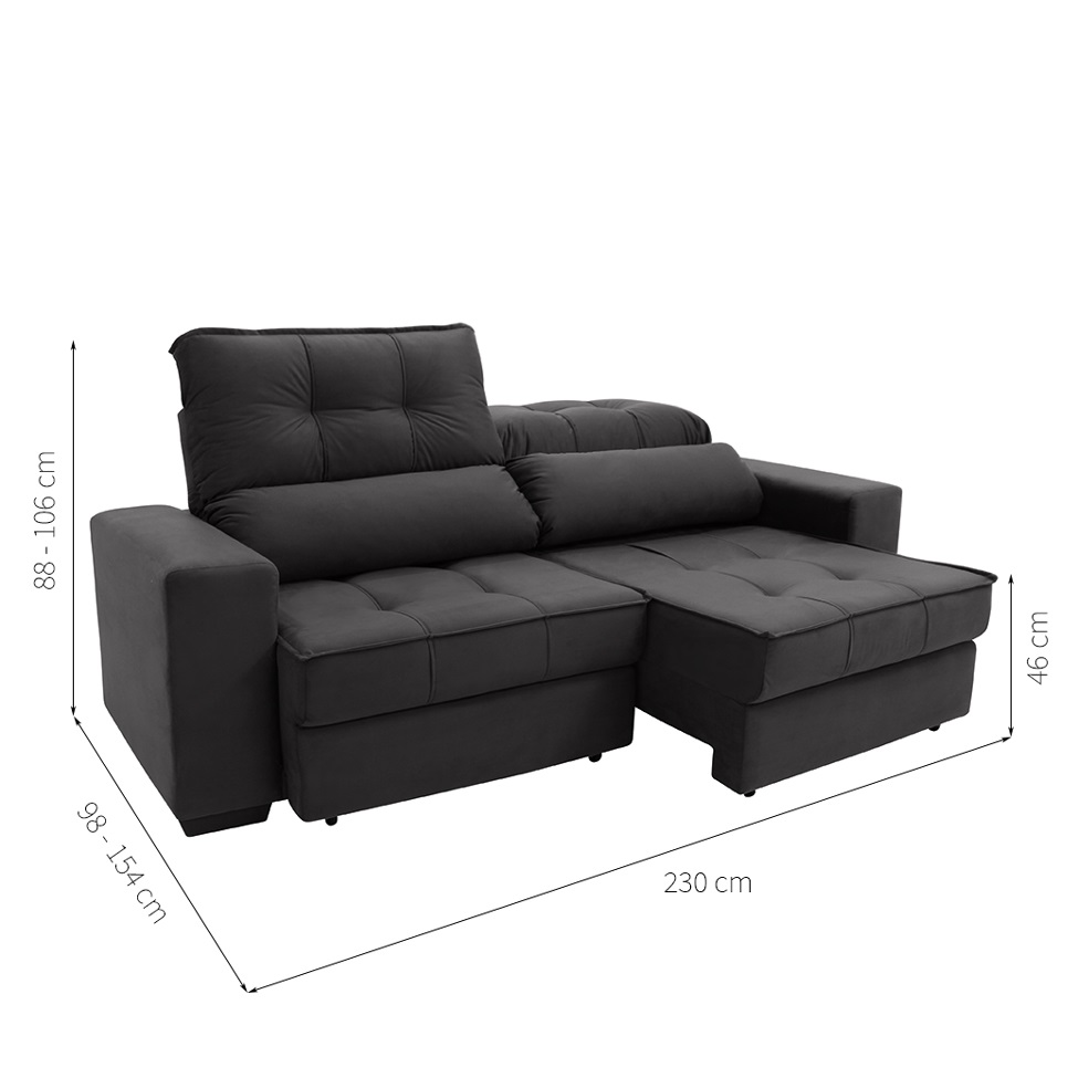 Sofá Retrátil e Reclinável 3 Lugares Oppel I Suede Cinza