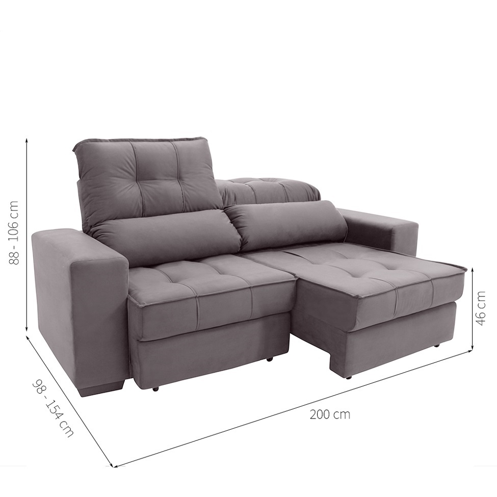 Sofá Retrátil e Reclinável 3 Lugares Oppel II Suede Bege