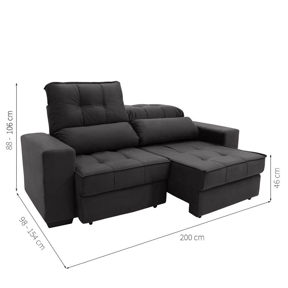 Sofá Retrátil e Reclinável 3 Lugares Oppel II Suede Cinza