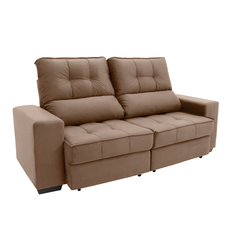 Sofá Retrátil e Reclinável 3 Lugares Oppel II Suede Marrom