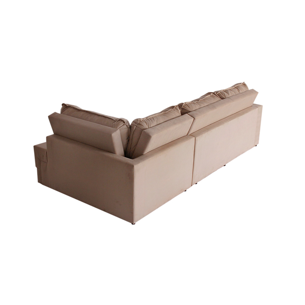 Sofá de Canto 5 Lugares Direito Retrátil Lubeck Suede Bege 280 cm