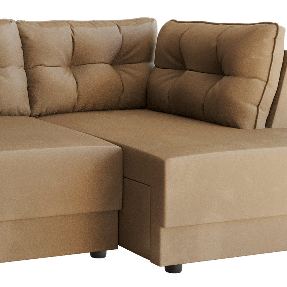 Sofá de Canto 5 Lugares Direito Retrátil Lubeck Suede Bege 280 cm