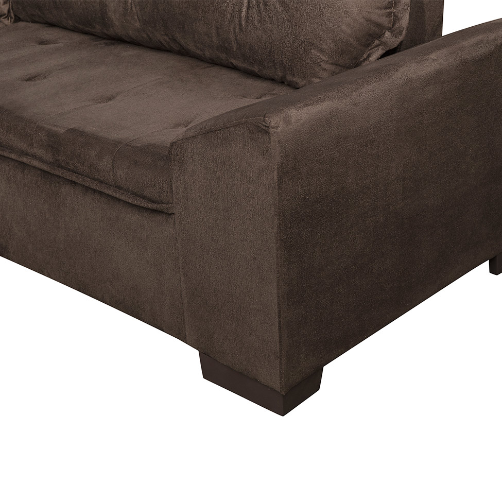 Sofá de Canto 5 Lugares com Chaise Esquerdo Itapema Suede Café