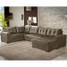 Sofá de Canto 6 Lugares com Chaise Direito Dijon Suede Amassado Marrom