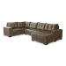 Sofá de Canto 6 Lugares com Chaise Direito Dijon Suede Amassado Marrom