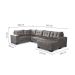 Sofá de Canto 6 Lugares com Chaise Direito Dijon Suede Animale Cinza