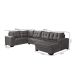Sofá de Canto 6 Lugares com Chaise Direito Dijon Suede Cinza