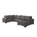 Sofá de Canto 6 Lugares com Chaise Direito Dijon Suede Cinza