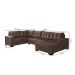 Sofá de Canto 6 Lugares com Chaise Direito Dijon Suede Marrom