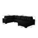 Sofá de Canto 6 Lugares com Chaise Direito Dijon Suede Preto