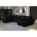 Sofá de Canto 6 Lugares com Chaise Direito Dijon Suede Preto