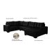Sofá de Canto 6 Lugares com Chaise Direito Dijon Suede Preto