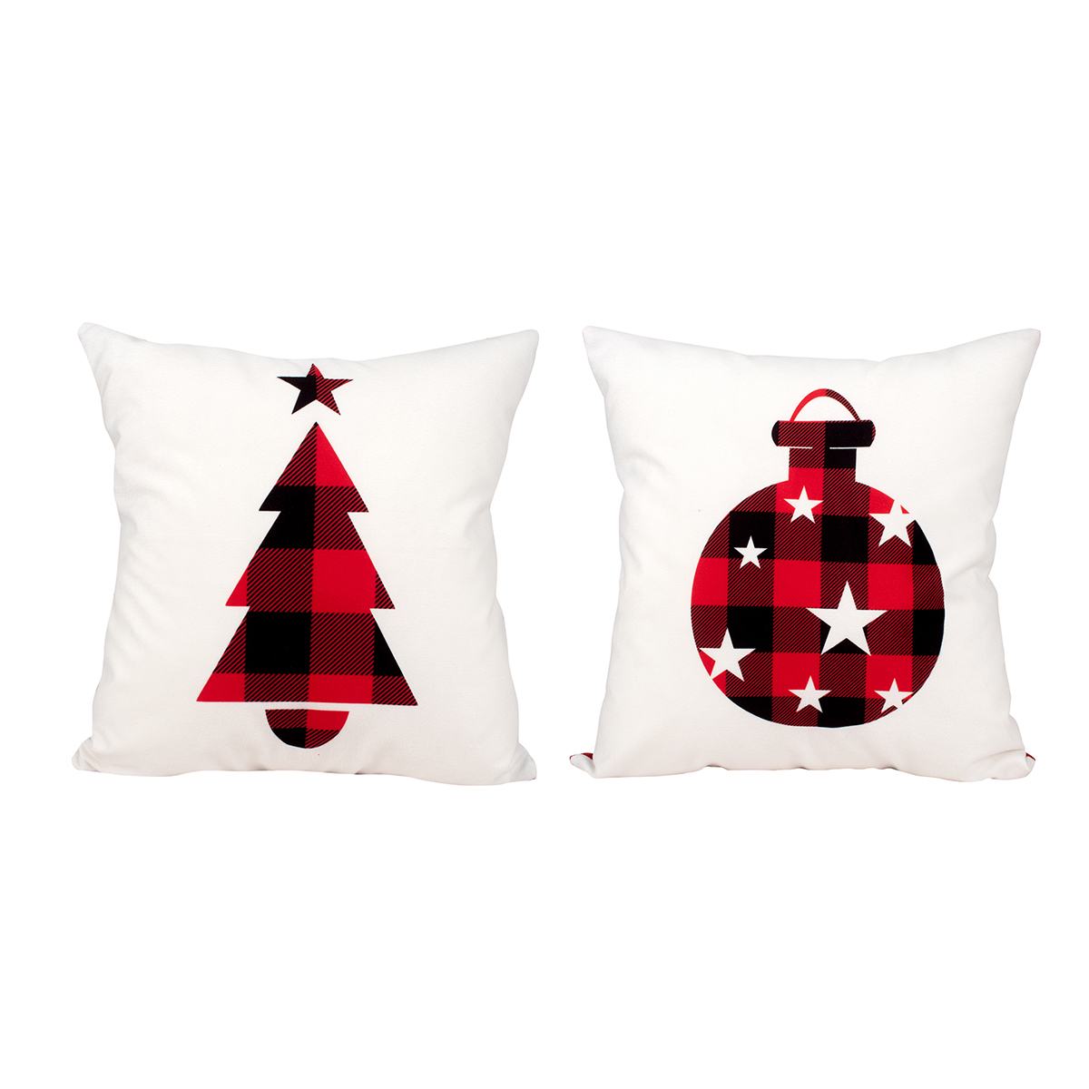 Almofada Decoração Natal 2 Unidades Tecido Suede Estampado 40cm x 40cm com Refil de Silicone