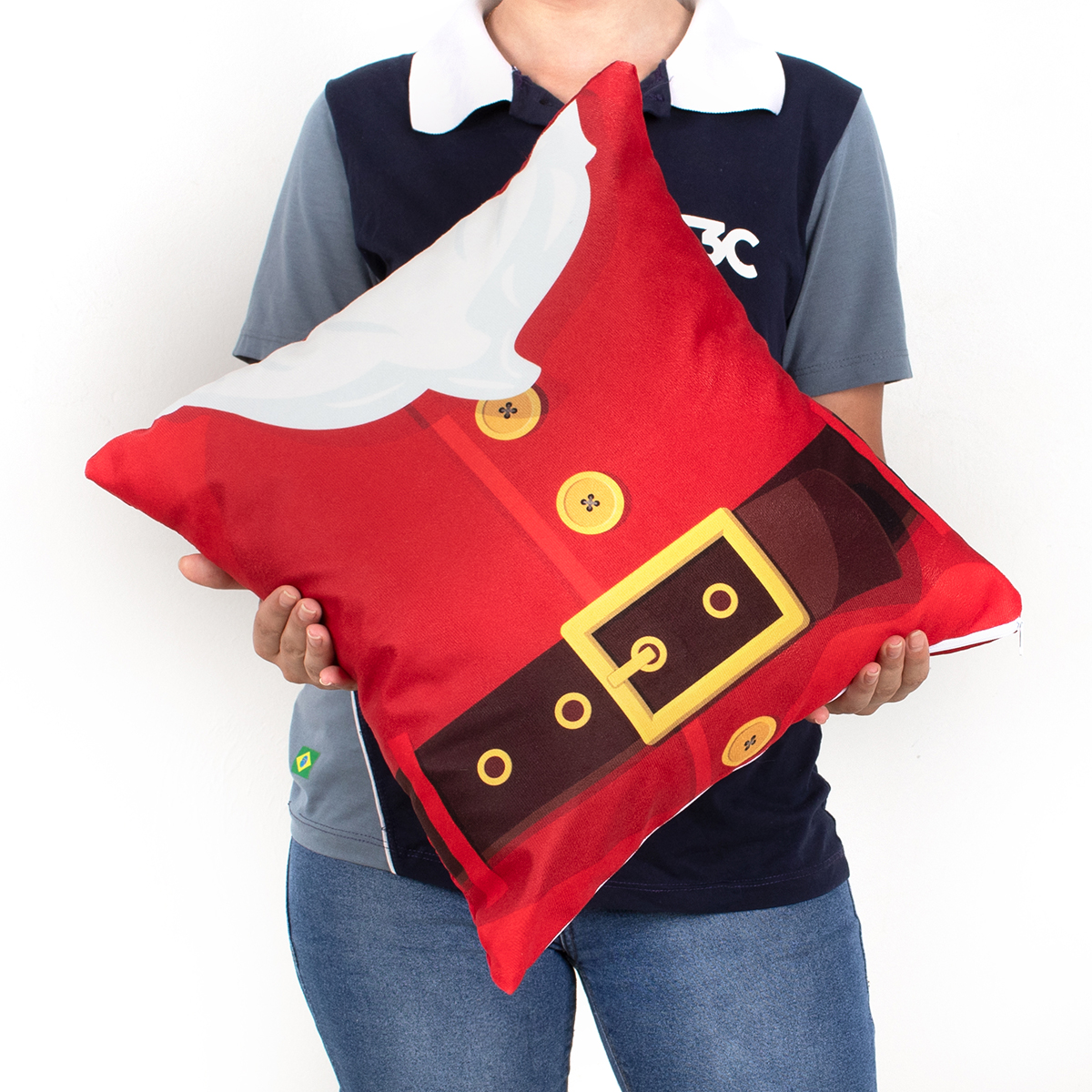 Almofada Decoração para Natal 2 Unidades Estampada de Suede 40cm x 40cm com Refil de Silicone