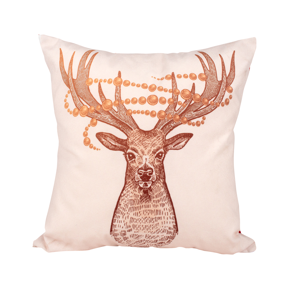 Almofada Natal de Suede 40cm x 40cm Estampada Alce com Refil de Silicone